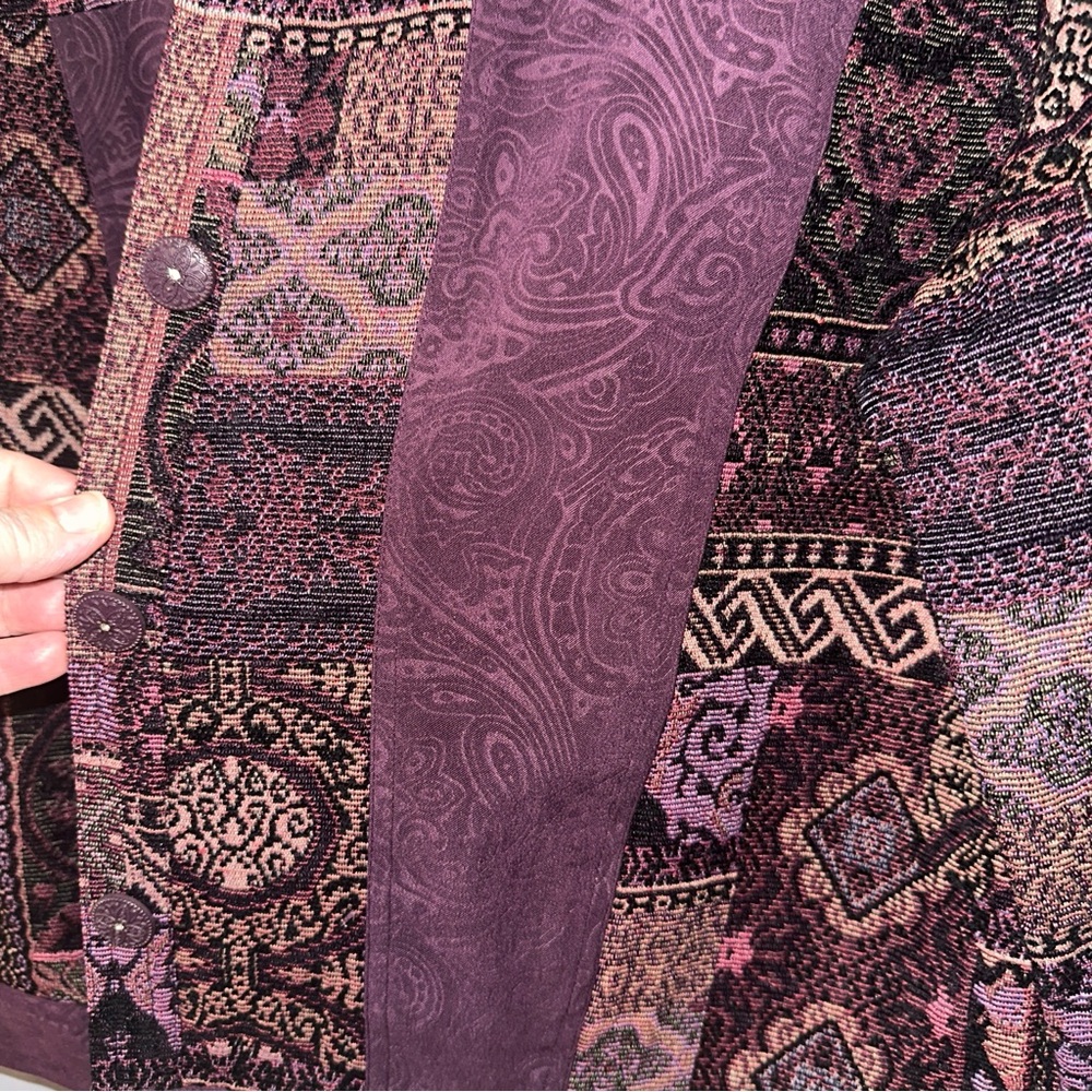 Breckenridge Purple Patchwork Button-Front Jacket… - image 5